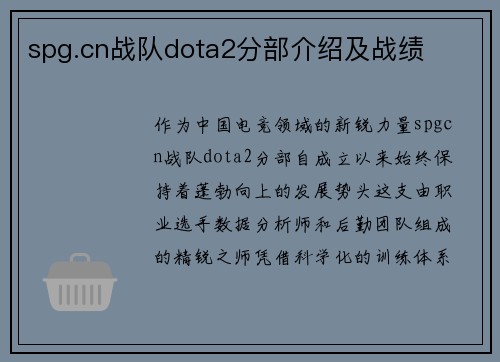 spg.cn战队dota2分部介绍及战绩